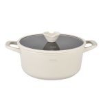 OALA DIN ALUMINIU TURNAT SUB PRESIUNE SI ACOPERIRE CERAMICA CU CAPAC DIN STICLA ? 24 CM ? ZG-ACS 14 CREM ProDesign DailyAppliances