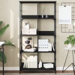Bibliotecă, negru, 78,5x33x153 cm, lemn prelucrat GartenMobel Dekor