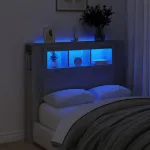 Tăblie de pat cu LED, gri sonoma, 120x18,5x103,5 cm, lemn GartenMobel Dekor