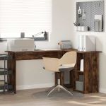 Birou cu raft Stejar afumat 142 x 102 x 73 cm Lemn compozit GartenMobel Dekor