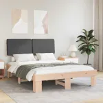 Cadru de pat cu tăblie tapițată Gri închis 160 x 200 cm GartenMobel Dekor