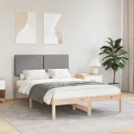 Cadru de pat cu tăblie tapițată Gri deschis 120 x 200 cm GartenMobel Dekor