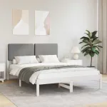 Cadru de pat cu tăblie tapițată Gri deschis 140 x 200 cm GartenMobel Dekor