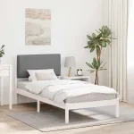 Cadru de pat cu tăblie tapițată Gri deschis 90 x 200 cm GartenMobel Dekor