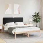 Cadru de pat cu tăblie tapițată cu headboard Negru 150 x 200 cm GartenMobel Dekor
