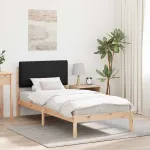 Cadru de pat cu tăblie tapițată cu headboard Negru 75 x 190 cm GartenMobel Dekor