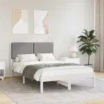 Cadru de pat cu tăblie tapițată Gri deschis 120 x 190 cm GartenMobel Dekor