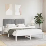 Cadru de pat cu tăblie tapițată Gri deschis 135 x 190 cm GartenMobel Dekor