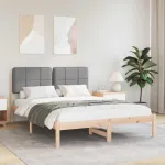 Cadru de pat cu tăblie tapițată Gri deschis 150 x 200 cm GartenMobel Dekor
