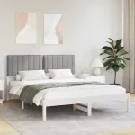 Cadru de pat cu tăblie tapițată Gri deschis 160 x 200 cm GartenMobel Dekor