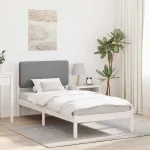 Cadru de pat cu tăblie tapițată Gri deschis 80 x 200 cm GartenMobel Dekor