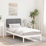 Cadru de pat cu tăblie tapițată Gri deschis 90 x 200 cm GartenMobel Dekor