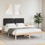 Cadru de pat cu tăblie tapițată cu headboard Negru 140 x 190 cm GartenMobel Dekor