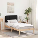 Cadru de pat cu tăblie tapițată cu headboard Negru 90 x 200 cm GartenMobel Dekor