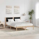 Cadru de pat cu headboard Negru 150 x 200 cm Lemn de pin masiv GartenMobel Dekor