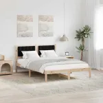 Cadru de pat cu headboard Negru 150 x 200 cm Lemn de pin masiv GartenMobel Dekor