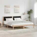 Cadru de pat cu headboard Negru 180 x 200 cm Lemn de pin masiv GartenMobel Dekor