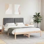 Cadru de pat cu tăblie tapițată Gri închis 135 x 190 cm GartenMobel Dekor