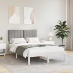 Cadru de pat cu tăblie tapițată Gri deschis 120 x 190 cm GartenMobel Dekor