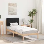 Cadru de pat cu tăblie tapițată cu headboard Negru 75 x 190 cm GartenMobel Dekor