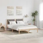 Cadru de pat Gri taupe 140 x 200 cm Lemn de pin masiv GartenMobel Dekor