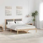 Cadru de pat cu tăblie tapițată Gri taupe 140 x 190 cm GartenMobel Dekor