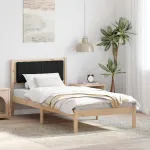 Cadru de pat cu tăblie tapițată cu headboard Negru 90 x 200 cm GartenMobel Dekor