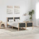 Cadru de pat Gri închis 120 x 200 cm Lemn de pin masiv GartenMobel Dekor