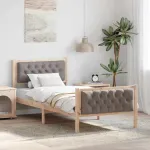 Cadru de pat Gri taupe 90 x 190 cm Lemn de pin masiv GartenMobel Dekor