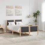 Cadru de pat cu headboard Gri închis 120 x 200 cm țesătură GartenMobel Dekor
