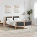 Cadru de pat cu headboard Gri închis 135 x 190 cm țesătură GartenMobel Dekor