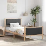 Cadru de pat cu headboard Gri închis 90 x 200 cm țesătură GartenMobel Dekor