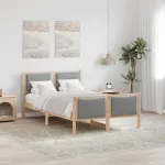 Cadru de pat cu headboard Gri deschis 120 x 190 cm țesătură GartenMobel Dekor
