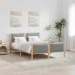 Cadru de pat cu headboard Gri deschis 140 x 190 cm țesătură GartenMobel Dekor