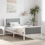 Cadru de pat cu headboard Gri deschis 90 x 190 cm țesătură GartenMobel Dekor