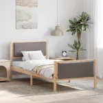 Cadru de pat cu headboard Gri taupe 90 x 200 cm țesătură GartenMobel Dekor