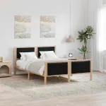 Cadru de pat cu headboard Negru 140 x 190 cm țesătură GartenMobel Dekor