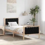 Cadru de pat cu headboard Negru 80 x 200 cm Lemn de pin masiv GartenMobel Dekor