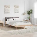 Cadru de pat Maroniu și taupe 140 x 190 cm Lemn masiv de pin GartenMobel Dekor