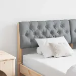 Tăblie tapițată Gri deschis 150 cm Lemn de pin masiv GartenMobel Dekor