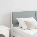 Tăblie tapițată Gri deschis 150 cm Lemn de pin masiv GartenMobel Dekor