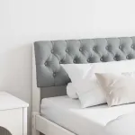 Tăblie tapițată Gri deschis 180 cm Lemn de pin masiv GartenMobel Dekor