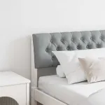 Tăblie tapițată Gri deschis 200 cm Lemn de pin masiv GartenMobel Dekor