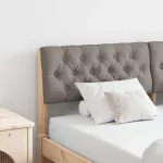 Tăblie tapițată Gri taupe 150 cm Lemn de pin masiv GartenMobel Dekor