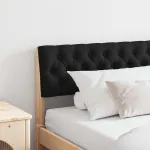 Tăblie tapițată Negru 180 cm Lemn de pin masiv GartenMobel Dekor