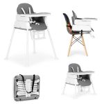 Homelux Összecsukható gyerek etetőszék 3 in 1 szürke Mobalis Homvera
