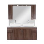 Leziter Bianco 130 complet fără lavoar cu blat de lucru din lemn de nuc Aida alb Mobalis Homvera