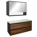 Leziter Mobilier complet de baie Porto 120 în culoarea stejarului rustic antracit Mobalis Homvera