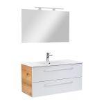 Leziter Mobilier complet de baie Vario Clam 100 stejar-alb Mobalis Homvera