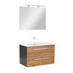 Leziter Mobilier complet de baie Vario Clam 80 antracit-stejar Mobalis Homvera